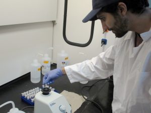 Javier Estrada preparing enamel samples